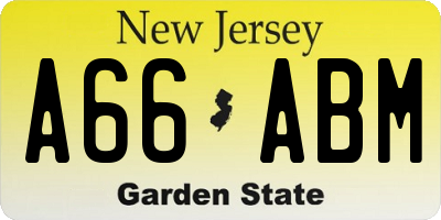 NJ license plate A66ABM