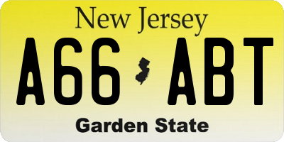 NJ license plate A66ABT