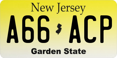 NJ license plate A66ACP