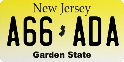 NJ license plate A66ADA