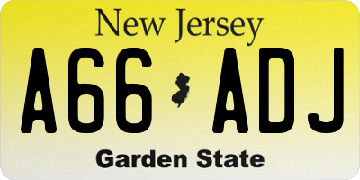 NJ license plate A66ADJ