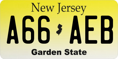 NJ license plate A66AEB