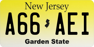 NJ license plate A66AEI