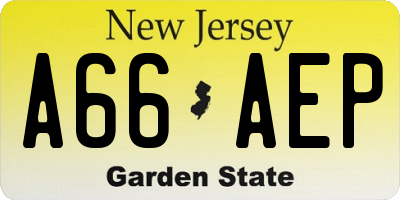 NJ license plate A66AEP