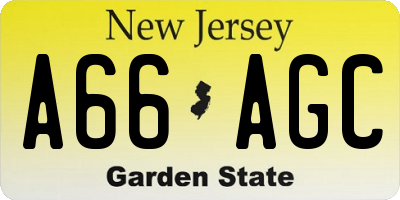 NJ license plate A66AGC