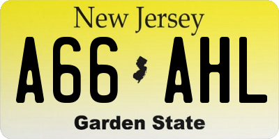 NJ license plate A66AHL