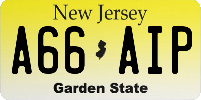 NJ license plate A66AIP