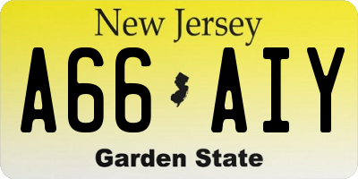 NJ license plate A66AIY