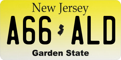 NJ license plate A66ALD