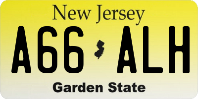 NJ license plate A66ALH