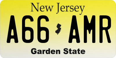NJ license plate A66AMR