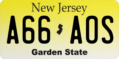 NJ license plate A66AOS