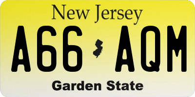 NJ license plate A66AQM