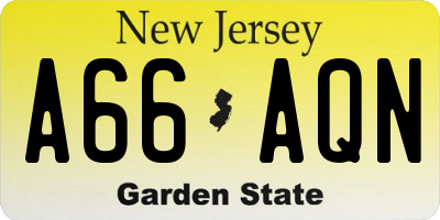 NJ license plate A66AQN