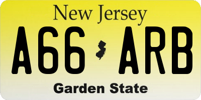 NJ license plate A66ARB