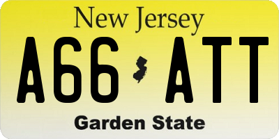 NJ license plate A66ATT