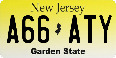 NJ license plate A66ATY
