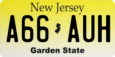 NJ license plate A66AUH