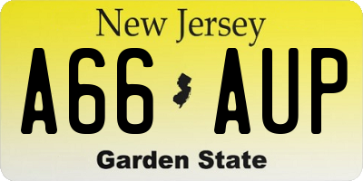 NJ license plate A66AUP
