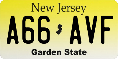 NJ license plate A66AVF