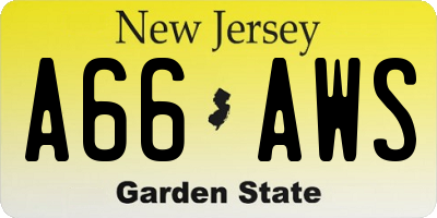 NJ license plate A66AWS