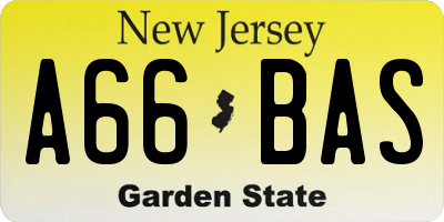 NJ license plate A66BAS