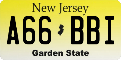 NJ license plate A66BBI