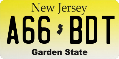NJ license plate A66BDT