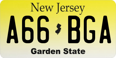 NJ license plate A66BGA