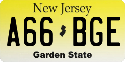 NJ license plate A66BGE