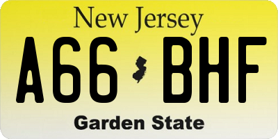 NJ license plate A66BHF