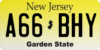 NJ license plate A66BHY
