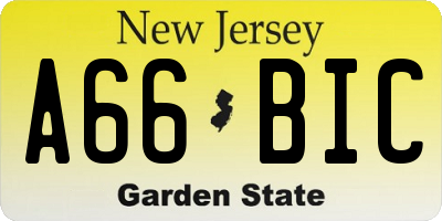 NJ license plate A66BIC