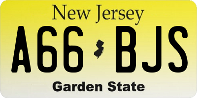 NJ license plate A66BJS