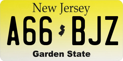 NJ license plate A66BJZ