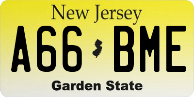 NJ license plate A66BME