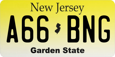 NJ license plate A66BNG