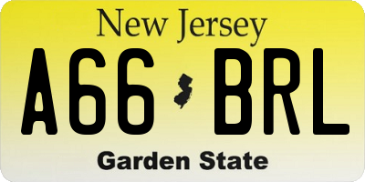 NJ license plate A66BRL