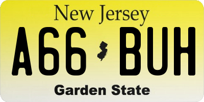 NJ license plate A66BUH