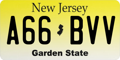 NJ license plate A66BVV