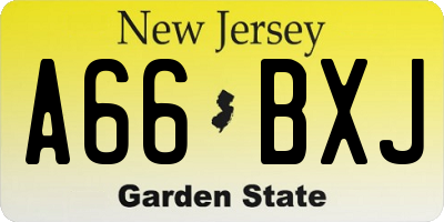 NJ license plate A66BXJ
