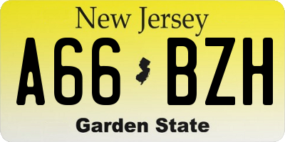 NJ license plate A66BZH