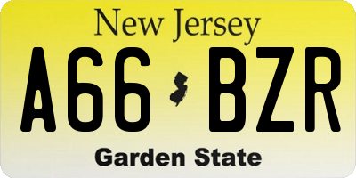 NJ license plate A66BZR