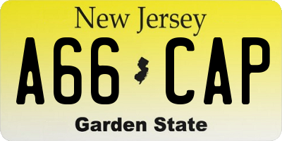 NJ license plate A66CAP