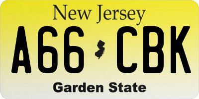 NJ license plate A66CBK