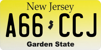NJ license plate A66CCJ