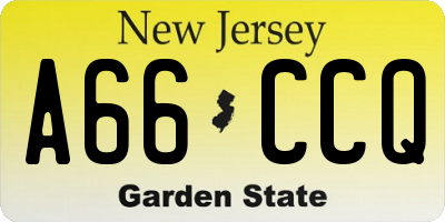 NJ license plate A66CCQ