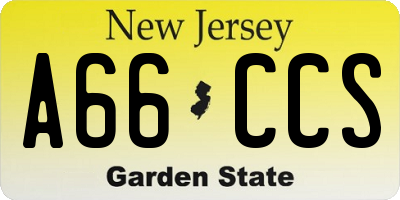 NJ license plate A66CCS