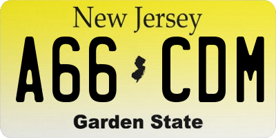 NJ license plate A66CDM
