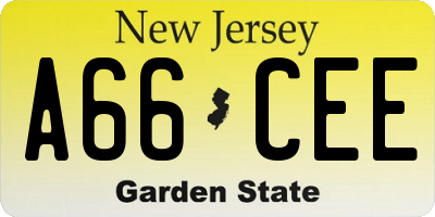 NJ license plate A66CEE